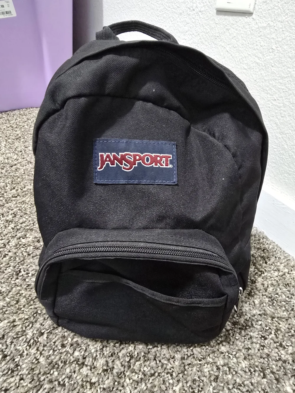 Jansport Black Everyday Backpack with Red Logo Patch